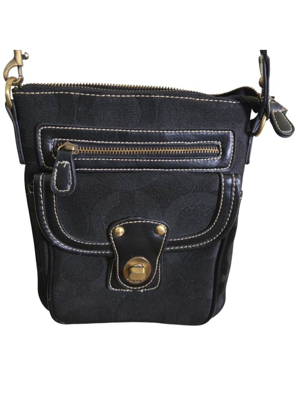 Coach Y2K Monogram Canvas Swingpack Crossbody Bag 40725 Turnlock Closure